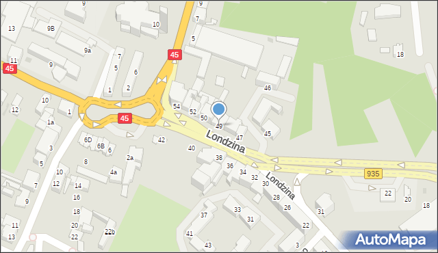 Racibórz, Londzina Józefa, ks., 49, mapa Racibórz