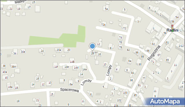 Radlin, Lompy Józefa, 18, mapa Radlin