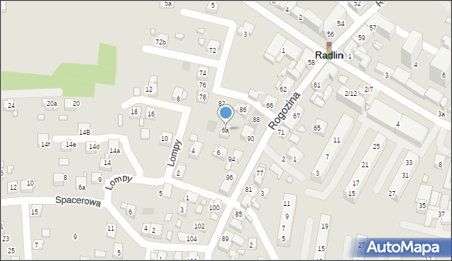 Radlin, Lompy Józefa, 6a, mapa Radlin