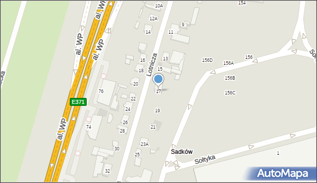 Radom, Lotnicza, 17, mapa Radomia