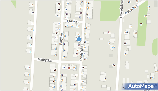 Radom, Londyńska, 37, mapa Radomia