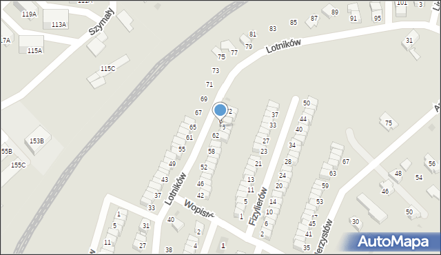 Radzionków, Lotników, 66, mapa Radzionków