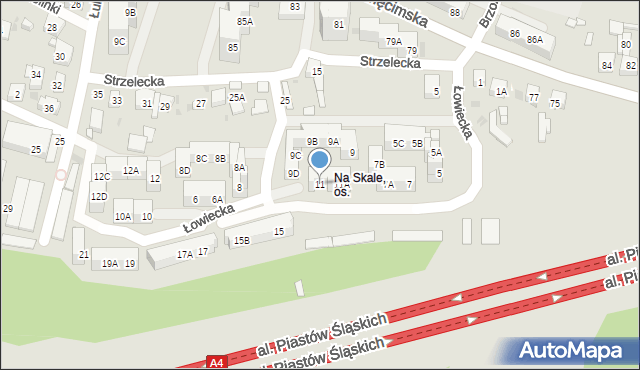 Ruda Śląska, Łowiecka, 11, mapa Rudy Śląskiej