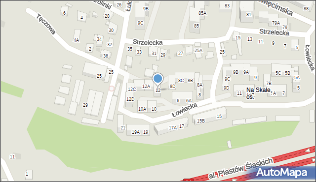 Ruda Śląska, Łowiecka, 12, mapa Rudy Śląskiej