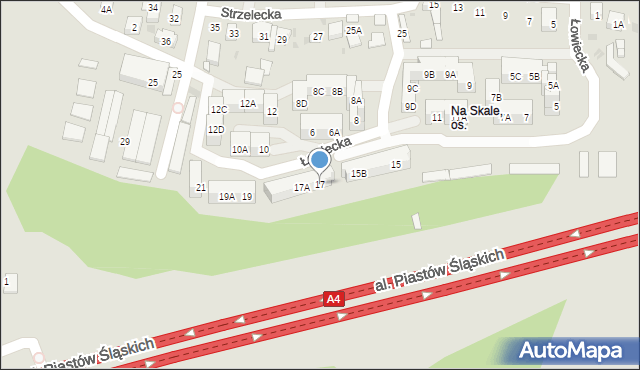 Ruda Śląska, Łowiecka, 17, mapa Rudy Śląskiej