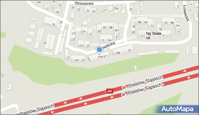 Ruda Śląska, Łowiecka, 17A, mapa Rudy Śląskiej