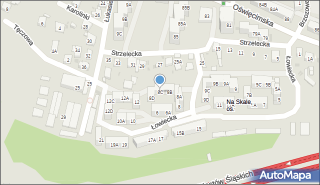 Ruda Śląska, Łowiecka, 8C, mapa Rudy Śląskiej