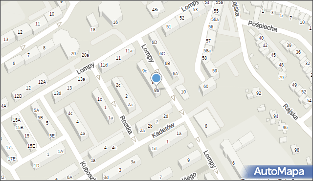 Rybnik, Lompy Józefa, 9a, mapa Rybnika