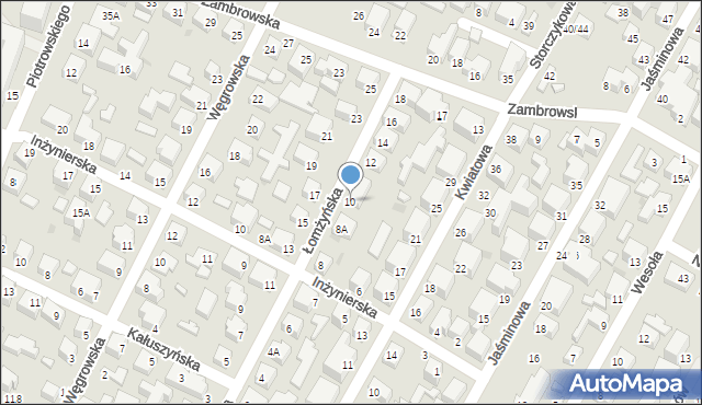 Siedlce, Łomżyńska, 10, mapa Siedlce