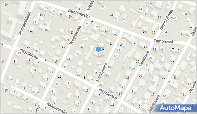 Siedlce, Łomżyńska, 19, mapa Siedlce