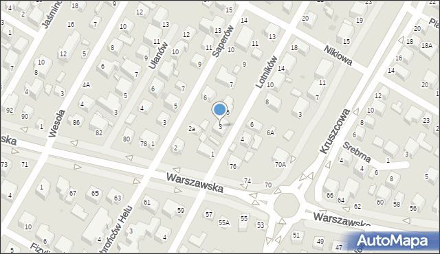 Siedlce, Lotników, 3, mapa Siedlce