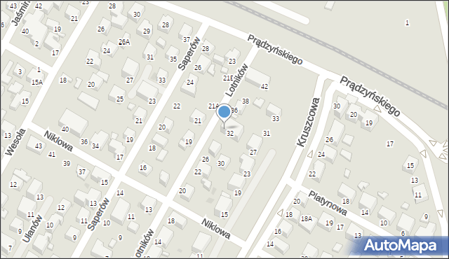 Siedlce, Lotników, 34, mapa Siedlce