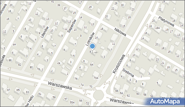 Siedlce, Lotników, 8A, mapa Siedlce