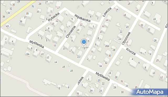 Siedlce, Łowcza, 3, mapa Siedlce