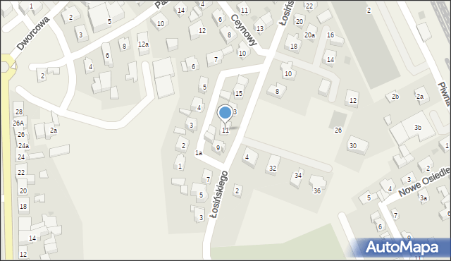 Sierakowice, Łosińskiego B., ks., 11, mapa Sierakowice