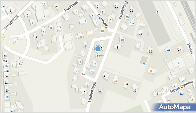 Sierakowice, Łosińskiego B., ks., 13, mapa Sierakowice