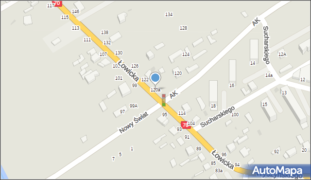 Skierniewice, Łowicka, 120a, mapa Skierniewic