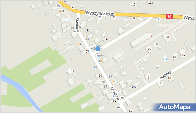 Skierniewice, Łowicka, 70, mapa Skierniewic