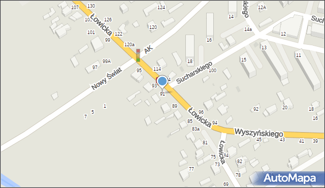 Skierniewice, Łowicka, 91, mapa Skierniewic