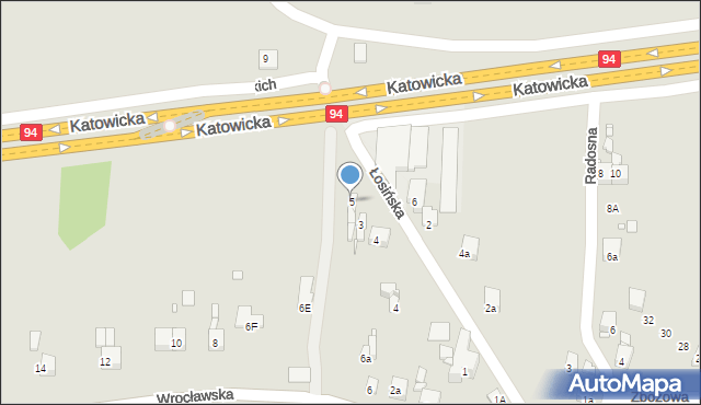 Sławków, Łosińska, 5, mapa Sławków