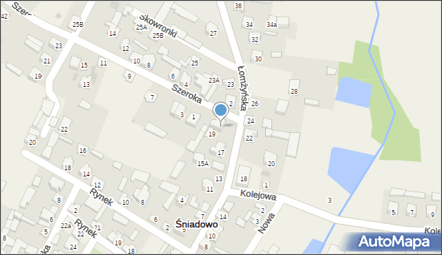 Śniadowo, Łomżyńska, 21, mapa Śniadowo