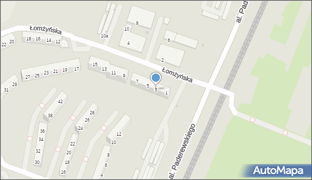 Sosnowiec, Łomżyńska, 3, mapa Sosnowca