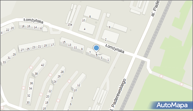 Sosnowiec, Łomżyńska, 5, mapa Sosnowca