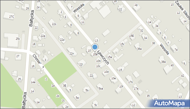 Szczecin, Łowczych, 10a, mapa Szczecina