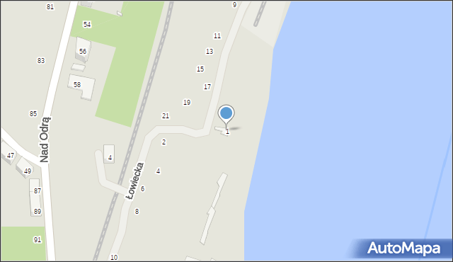 Szczecin, Łowiecka, 1, mapa Szczecina