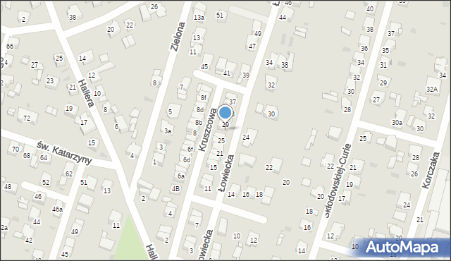 Tarnowskie Góry, Łowiecka, 27, mapa Tarnowskie Góry