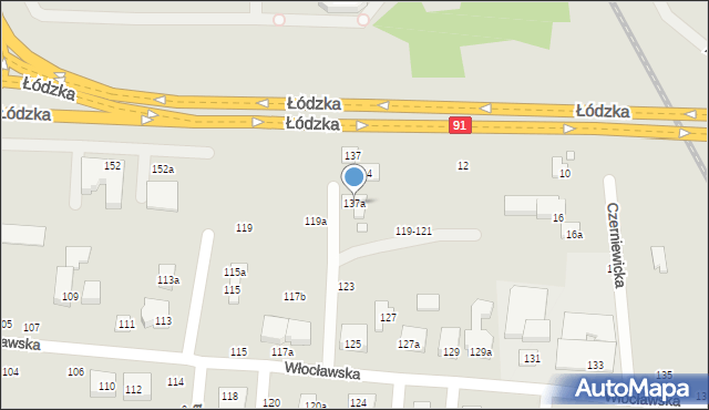 Toruń, Łódzka, 137a, mapa Torunia