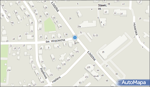 Toruń, Łódzka, 38, mapa Torunia