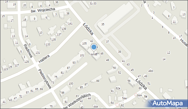 Toruń, Łódzka, 44-46, mapa Torunia