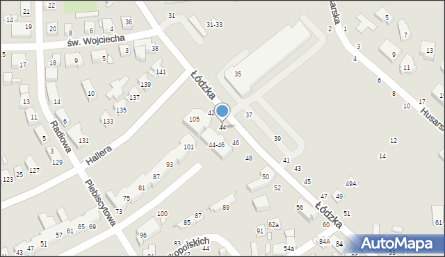 Toruń, Łódzka, 44, mapa Torunia