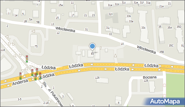 Toruń, Łódzka, 83, mapa Torunia