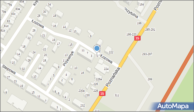 Toruń, Łozowa, 1, mapa Torunia