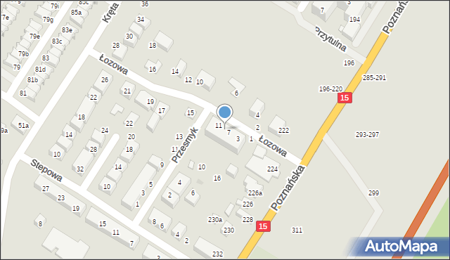 Toruń, Łozowa, 9, mapa Torunia