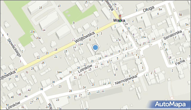 Warka, Lotników, 18A, mapa Warka