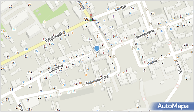 Warka, Lotników, 3, mapa Warka