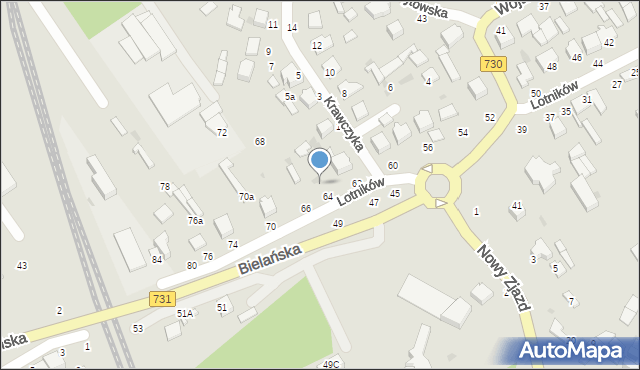 Warka, Lotników, 64a, mapa Warka