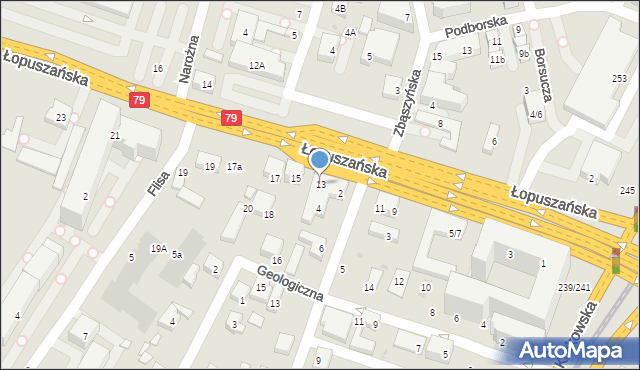 Warszawa, Łopuszańska, 13, mapa Warszawy