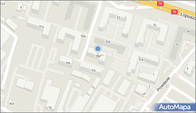 Warszawa, Łopuszańska, 53b, mapa Warszawy