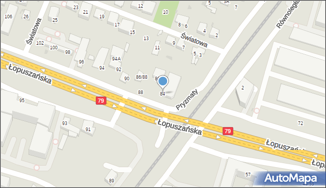 Warszawa, Łopuszańska, 84, mapa Warszawy