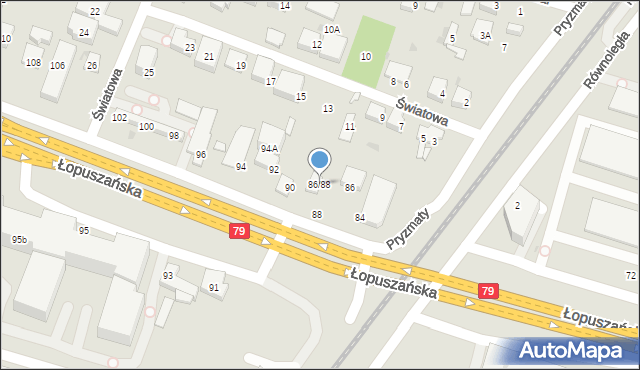 Warszawa, Łopuszańska, 86/88, mapa Warszawy