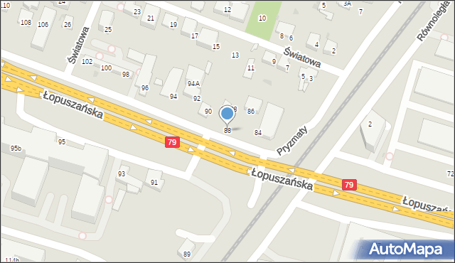 Warszawa, Łopuszańska, 88, mapa Warszawy