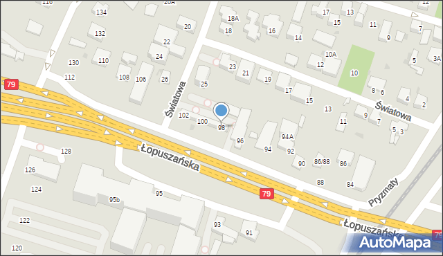 Warszawa, Łopuszańska, 98, mapa Warszawy
