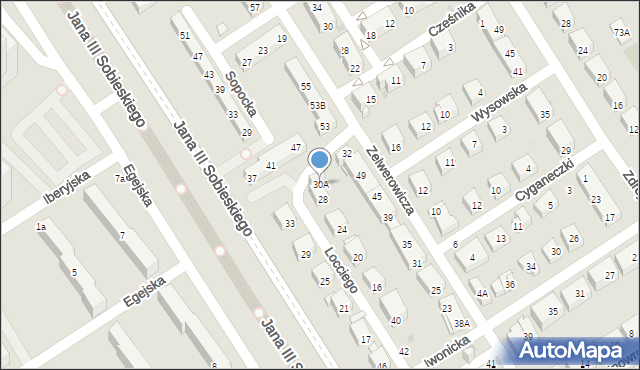Warszawa, Locciego Augustyna, 30A, mapa Warszawy
