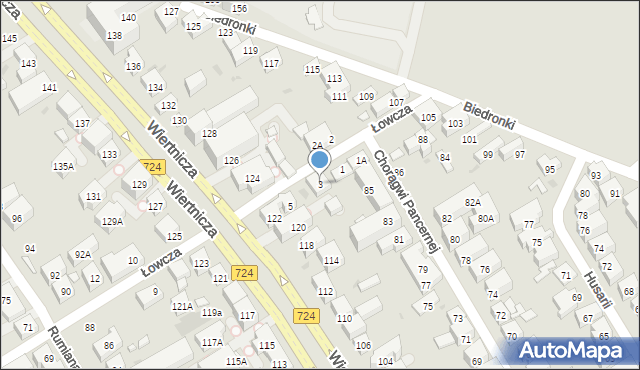 Warszawa, Łowcza, 3, mapa Warszawy