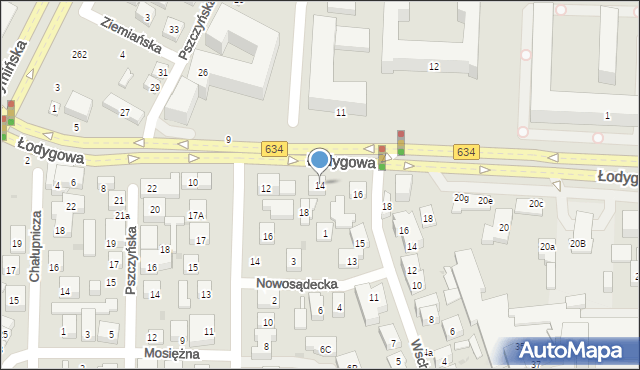 Warszawa, Łodygowa, 14, mapa Warszawy