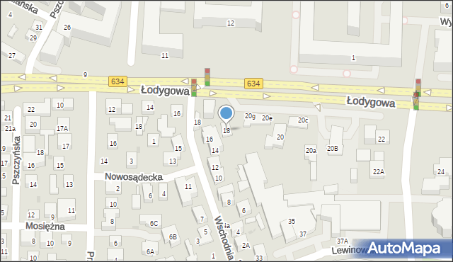 Warszawa, Łodygowa, 18, mapa Warszawy